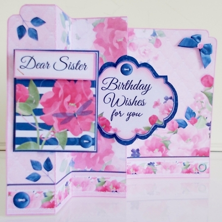 Flowers & Dragonflies Double Fold Back Card by Pam Stubley