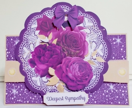 Purple & Gold Roses All Occasions 7 x 7 Shaped Card by Pam Stubley