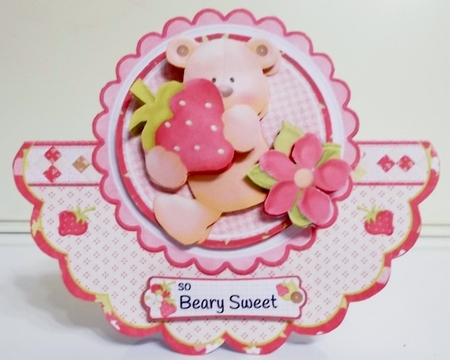 Strawberry Bear Over The Top Card by Pam Stubley