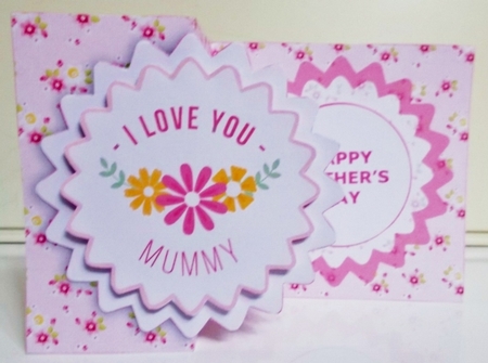 Floral Starburst Fold Back Card for Mummy or Mommy by Pam Stubley
