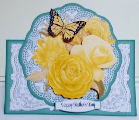 Yellow Roses All Occasions 7 x 7 Shaped Card by Pam Stubley