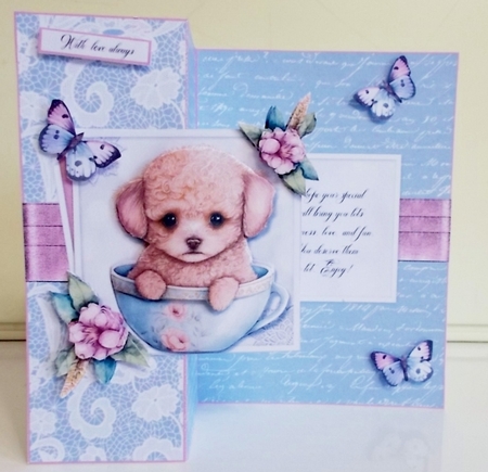 Pup in a cup fold back four by Pam Stubley
