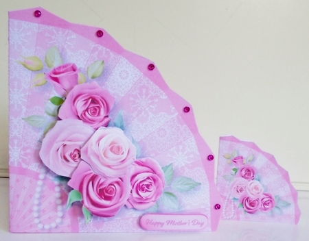 Pink Roses - Fan-Shaped Card Mini Kit by Pam Stubley