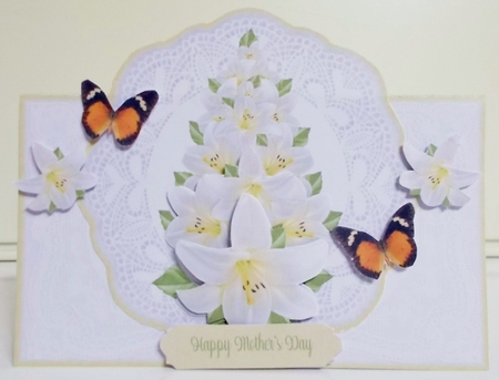 Lily Teardrop and Butterflies All Occasion 7 x 7 Shaped Card by Pam Stubley