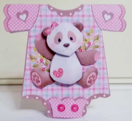Girl Panda Onesie Card by Pam Stubley