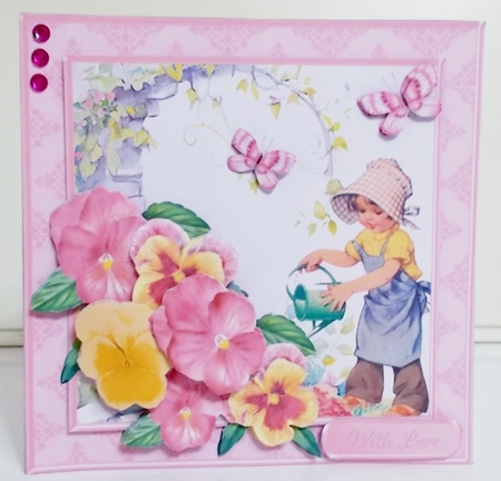 Tending the Flowers - Decoupage Card and Envelope Mini Kit by Pam Stubley
