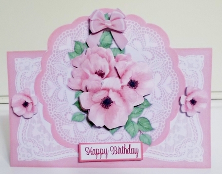 Pink Poppies All Occasions 7 x 7 Shaped Card by Pam Stubley