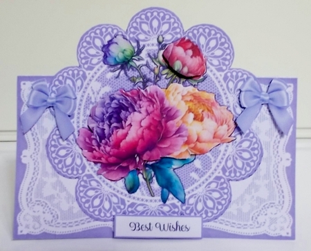 Colourful Peonies All Occasions 7 x 7 Shaped Card by Pam Stubley