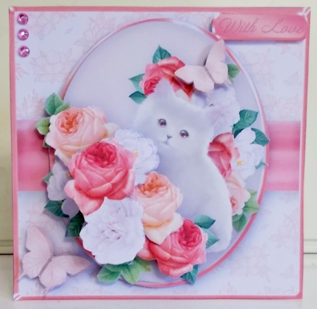 Kitten in the Roses - Decoupage Card Mini Kit by Pam Stubley