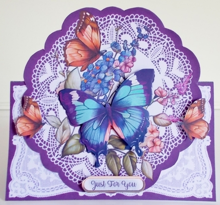 Butterfly & Floral All Occasions 7 x 7 Shaped Card by Pam Stubley