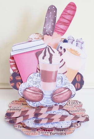 All about the coffee Pocket easel card(large bits for easier cutting) by Pam Stubley