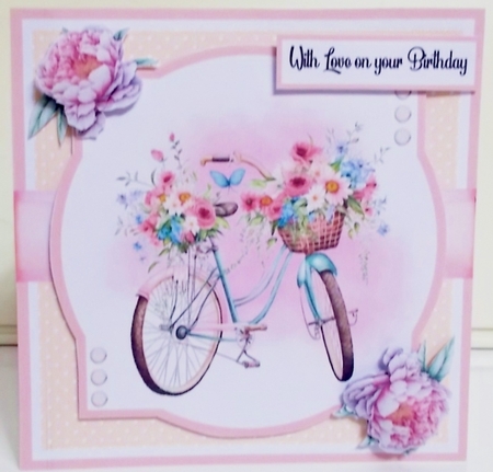 Floral Bicycle #3 (7x7 inch square card kit) by Pam Stubley