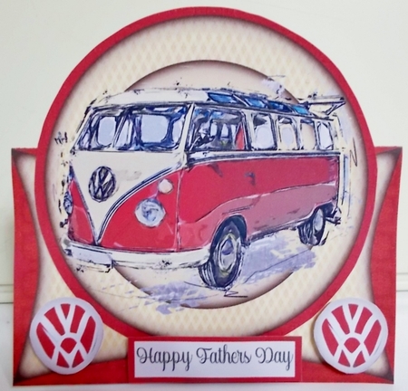 VW Camper Van All Occasions 7 x 7 Shaped Card by Pam Stubley