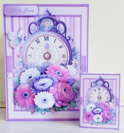Flower Clock - 5 x 7 Decoupage Card Mini Kit by Pam Stubley