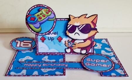 Gamer Cat Impossible Card by Pam Stubley