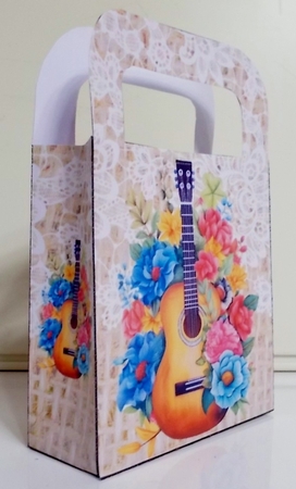 Lovely Lace Burlap Gift Bag With Guitar And Roses(two) by Pam Stubley