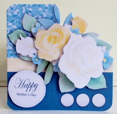 Floral Thoughts Shaped 3D Decoupage Card with Insert and Extra Sentiments by Pam Stubley