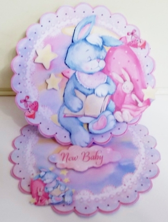 Sweet Dreams Little Rabbit Scalloped Round Easel Card Mini Kit by Pam Stubley