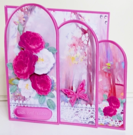 Magenta Flowers - Triple Arch Card Mini Kit by Pam Stubley