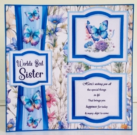 2 Panel blue butterflies card front 2 by Pam Stubley