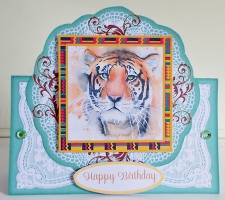 Big Cats Tiger All Occasions 7 x 7 Shaped Card by Pam Stubley