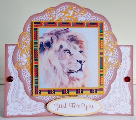 Big Cats Lion All Occasions 7 x 7 Shaped Card by Pam Stubley