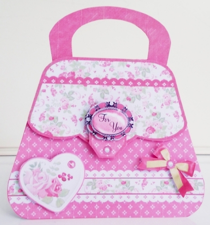 Rose Heart Handbag Card by Pam Stubley