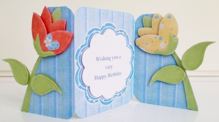 Tulips Shaped 3D Decoupage Trifold Card by Pam Stubley