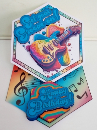 Get Your Groove On Hexagon Easel Card by Pam Stubley