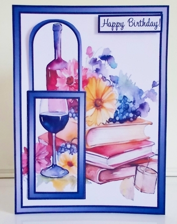 Birthday Wine and Books Bookmark Card by Pam Stubley