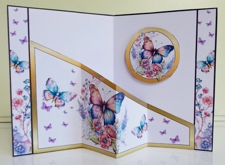 Diagonal pop-out Butterflies with flowers by Pam Stubley