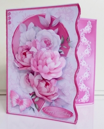 Pink and White Posy - Wavy Offset Card Mini Kit by Pam Stubley