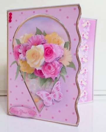 Pink and Yellow Posy - Wavy Offset Card Mini Kit by Pam Stubley