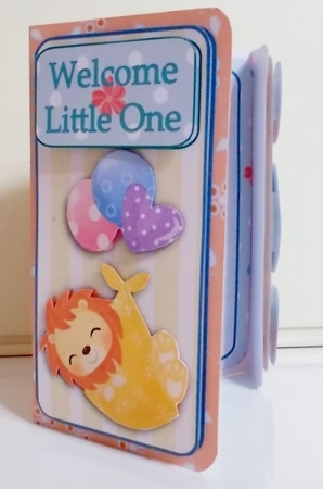 New Baby Welcome Offset Gatefold Card - Baby Lion by Pam Stubley