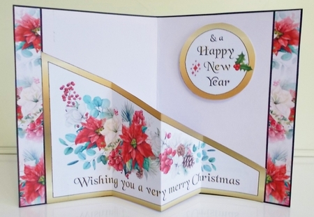 Diagonal pop-out Poinsettia bouquet by Pam Stubley
