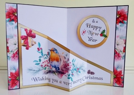 Diagonal pop-out Robin with berries by Pam Stubley