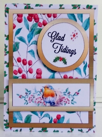 Diagonal pop-out Robin with berries by Pam Stubley