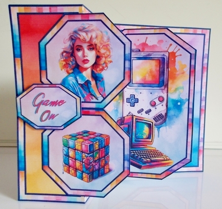 80s Child Gamer Girl Octagon Foldback by Pam Stubley