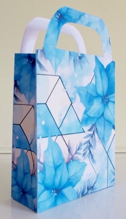 Blue floral winter geometry gift bag 5 by Pam Stubley