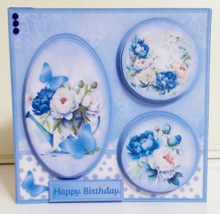 Blue Peonies - Triple Pyramid Card Mini Kit by Pam Stubley