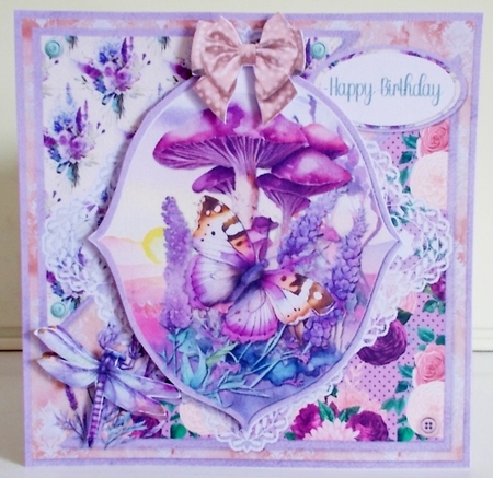 Lavender Summer 6: Lavender Butterfly/Dragonfly 6 x 6 Card Mini Kit with 4 Toppers, Seven Sheets by Pam Stubley