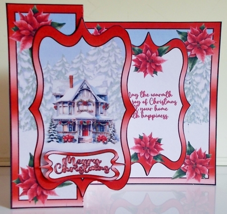 Cosy Christmas House Fancy Foldback Card by Pam Stubley
