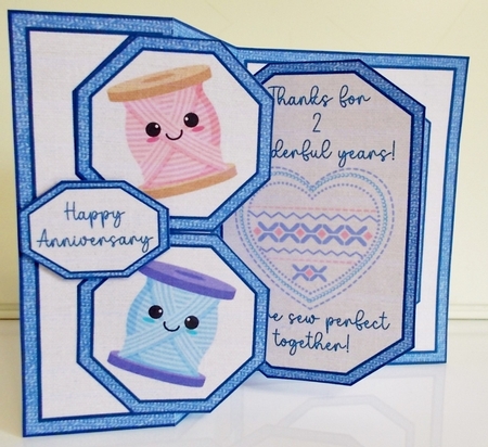 Cotton Anniversary Octagon Foldback Card by Pam Stubley