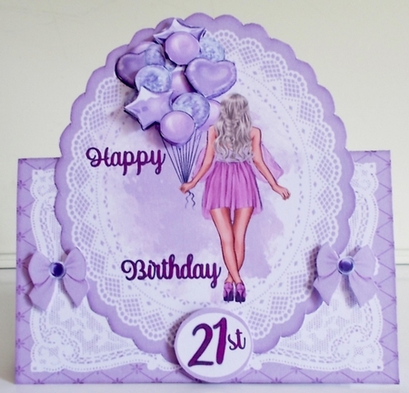 18th, 21st Female Birthday 7 x 7 Shaped Card by Pam Stubley