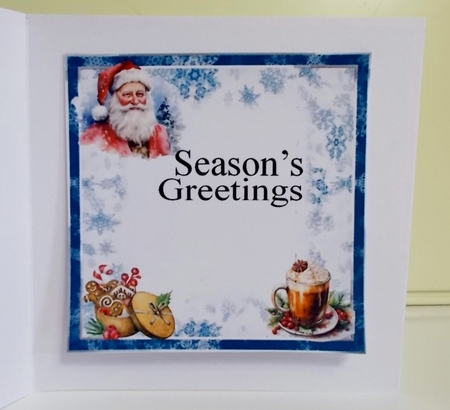 6x6 Santa with Cocoa and Cookies Seasons Greetings Insert by Pam Stubley