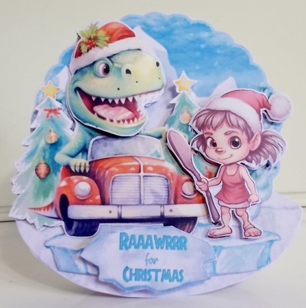 Prehistoric Christmas 3 Rocker Card by Pam Stubley