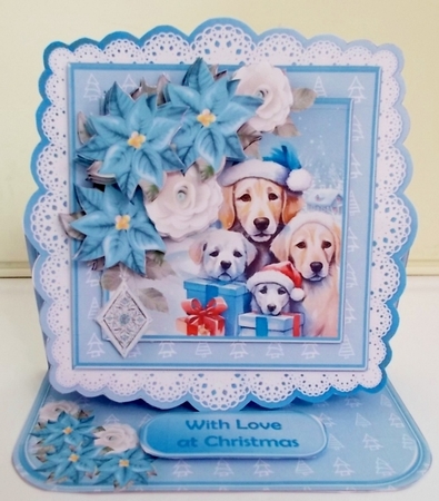 Christmas Dog Family - Lace Edged Easel Card Mini Kit by Pam Stubley