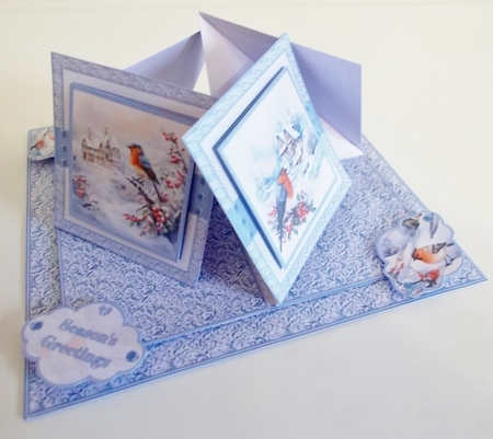 Winter birds quad easel card by Pam Stubley