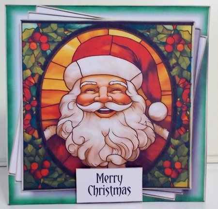 Jolly Santa Stained Glass Christmas Multi Topper Kit by Pam Stubley