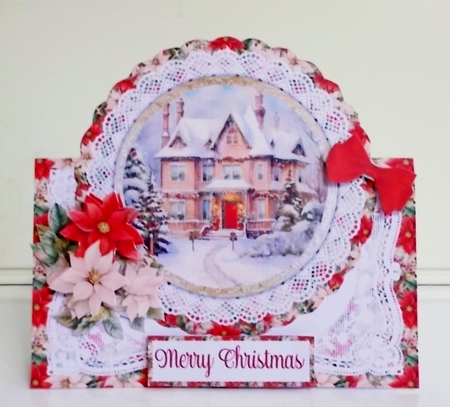 Christmas Snowy Big House 7 x 7 Shaped Card by Pam Stubley